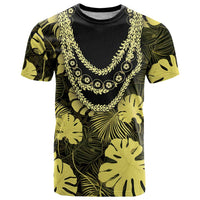 Yellow Hawaii Kukui Nut Lei T Shirt Hawaiian Pattern Monstera Tropical Vibes - Polynesian Pride