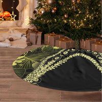 Yellow Hawaii Kukui Nut Lei Tree Skirt Hawaiian Pattern Monstera Tropical Vibes - Polynesian Pride