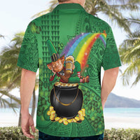 Hawaii Saint Patrick's Day Hawaiian Shirt Funny Leprechaun With Pot Of Gold - Polynesian Tattoo