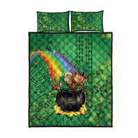 Hawaii Saint Patrick's Day Quilt Bed Set Funny Leprechaun With Pot Of Gold - Polynesian Tattoo LT14 - Polynesian Pride