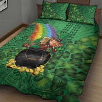 Hawaii Saint Patrick's Day Quilt Bed Set Funny Leprechaun With Pot Of Gold - Polynesian Tattoo LT14 - Polynesian Pride