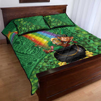Hawaii Saint Patrick's Day Quilt Bed Set Funny Leprechaun With Pot Of Gold - Polynesian Tattoo LT14 - Polynesian Pride
