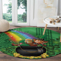 Hawaii Saint Patrick's Day Round Carpet Funny Leprechaun With Pot Of Gold - Polynesian Tattoo LT14 - Polynesian Pride
