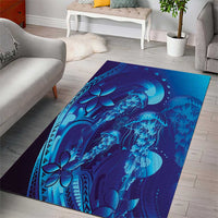 Purple Paradise Polynesia Jellyfish Area Rug Plumeria Polynesian Tattoo Glowing Vibes