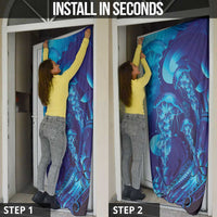 Purple Paradise Polynesia Jellyfish Door Cover Plumeria Polynesian Tattoo Glowing Vibes