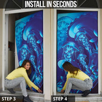 Purple Paradise Polynesia Jellyfish Door Cover Plumeria Polynesian Tattoo Glowing Vibes