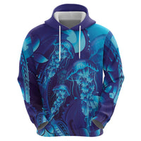 Purple Paradise Polynesia Jellyfish Hoodie Plumeria Polynesian Tattoo Glowing Vibes LT14 - Polynesian Pride
