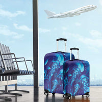 Purple Paradise Polynesia Jellyfish Luggage Cover Plumeria Polynesian Tattoo Glowing Vibes LT14 - Polynesian Pride