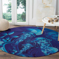 Purple Paradise Polynesia Jellyfish Round Carpet Plumeria Polynesian Tattoo Glowing Vibes LT14 - Polynesian Pride