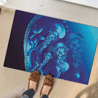 Purple Paradise Polynesia Jellyfish Rubber Doormat Plumeria Polynesian Tattoo Glowing Vibes LT14 - Polynesian Pride