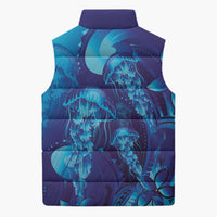 Purple Paradise Polynesia Jellyfish Sleeveless Puffer Jacket Plumeria Polynesian Tattoo Glowing Vibes LT14 - Polynesian Pride
