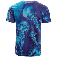 Purple Paradise Polynesia Jellyfish T Shirt Plumeria Polynesian Tattoo Glowing Vibes LT14 - Polynesian Pride