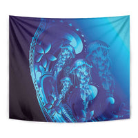Purple Paradise Polynesia Jellyfish Tapestry Plumeria Polynesian Tattoo Glowing Vibes LT14 - Polynesian Pride