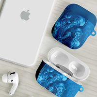 Blue Gradient Polynesia Jellyfish AirPods Case Plumeria Polynesian Tattoo Glowing Vibes