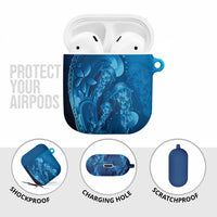Blue Gradient Polynesia Jellyfish AirPods Case Plumeria Polynesian Tattoo Glowing Vibes