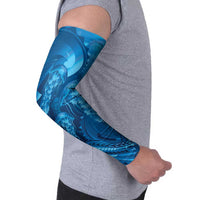 Blue Gradient Polynesia Jellyfish Arm Sleeves Plumeria Polynesian Tattoo Glowing Vibes