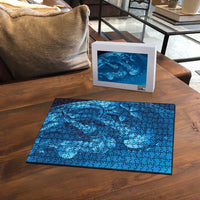 Blue Gradient Polynesia Jellyfish Puzzle Plumeria Polynesian Tattoo Glowing Vibes LT14 - Polynesian Pride