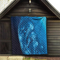 Blue Gradient Polynesia Jellyfish Quilt Plumeria Polynesian Tattoo Glowing Vibes