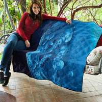 Blue Gradient Polynesia Jellyfish Quilt Plumeria Polynesian Tattoo Glowing Vibes