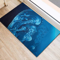 Blue Gradient Polynesia Jellyfish Rubber Doormat Plumeria Polynesian Tattoo Glowing Vibes LT14 - Polynesian Pride