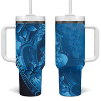 Blue Gradient Polynesia Jellyfish Tumbler With Handle Plumeria Polynesian Tattoo Glowing Vibes