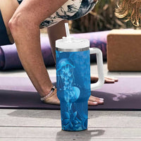 Blue Gradient Polynesia Jellyfish Tumbler With Handle Plumeria Polynesian Tattoo Glowing Vibes