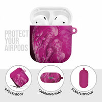 Pink Gradient Polynesia Jellyfish AirPods Case Plumeria Polynesian Tattoo Glowing Vibes