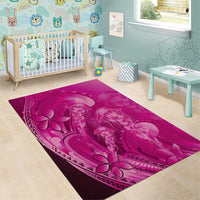 Pink Gradient Polynesia Jellyfish Area Rug Plumeria Polynesian Tattoo Glowing Vibes LT14 - Polynesian Pride