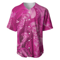Pink Gradient Polynesia Jellyfish Baseball Jersey Plumeria Polynesian Tattoo Glowing Vibes