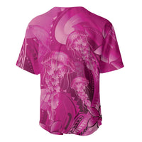 Pink Gradient Polynesia Jellyfish Baseball Jersey Plumeria Polynesian Tattoo Glowing Vibes