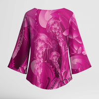 Pink Gradient Polynesia Jellyfish Kimono Sleeve Blouse Plumeria Polynesian Tattoo Glowing Vibes LT14 - Polynesian Pride