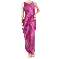 Pink Gradient Polynesia Jellyfish Tank Maxi Dress Plumeria Polynesian Tattoo Glowing Vibes
