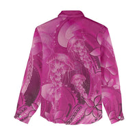 Pink Gradient Polynesia Jellyfish Women Casual Shirt Plumeria Polynesian Tattoo Glowing Vibes LT14 - Polynesian Pride