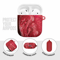 Red Gradient Polynesia Jellyfish AirPods Case Plumeria Polynesian Tattoo Glowing Vibes