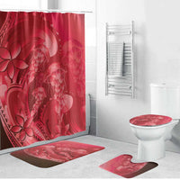 Red Gradient Polynesia Jellyfish Bathroom Set Plumeria Polynesian Tattoo Glowing Vibes