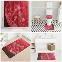 Red Gradient Polynesia Jellyfish Bathroom Set Plumeria Polynesian Tattoo Glowing Vibes