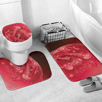 Red Gradient Polynesia Jellyfish Bathroom Set Plumeria Polynesian Tattoo Glowing Vibes