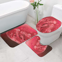 Red Gradient Polynesia Jellyfish Bathroom Set Plumeria Polynesian Tattoo Glowing Vibes