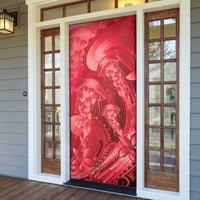 Red Gradient Polynesia Jellyfish Door Cover Plumeria Polynesian Tattoo Glowing Vibes