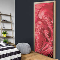 Red Gradient Polynesia Jellyfish Door Cover Plumeria Polynesian Tattoo Glowing Vibes