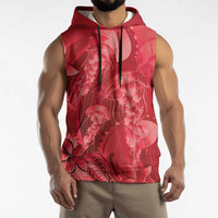 Red Gradient Polynesia Jellyfish Sleeveless Hoodie Plumeria Polynesian Tattoo Glowing Vibes LT14 - Polynesian Pride