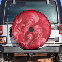 Red Gradient Polynesia Jellyfish Spare Tire Cover Plumeria Polynesian Tattoo Glowing Vibes