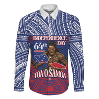 Personalised Samoa Independence Day Family Matching Tank Maxi Dress and Hawaiian Shirt 64th Anniversary Toa O Samoa LT14 Dad's Shirt - Long Sleeve Blue - Polynesian Pride