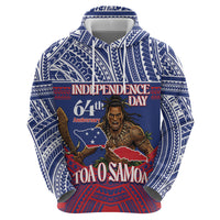 Personalised Samoa Independence Day Zip Hoodie 64th Anniversary Toa O Samoa LT14 - Polynesian Pride