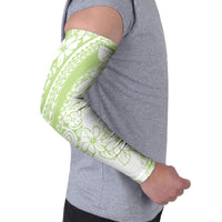 Polynesian Tiare Flower Sage Green Pastel Arm Sleeves