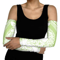 Polynesian Tiare Flower Sage Green Pastel Arm Sleeves