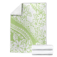 Polynesian Tiare Flower Sage Green Pastel Blanket