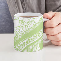 Polynesian Tiare Flower Sage Green Pastel Ceramic Mug