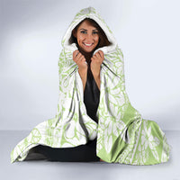 Polynesian Tiare Flower Sage Green Pastel Hooded Blanket