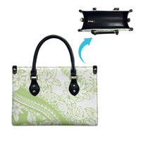 Polynesian Tiare Flower Sage Green Pastel Leather Bag